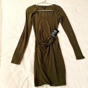 Express Olive Green Long Sleeve Dress